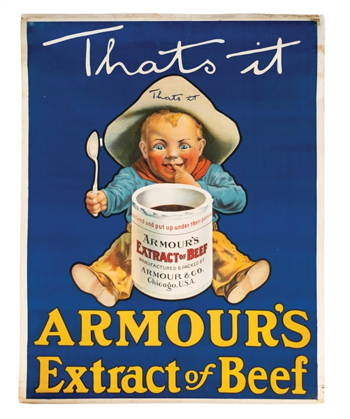 "ARMOURS EXTRACT BEEF" LITHOGRAPH ON BANNER CLOTH