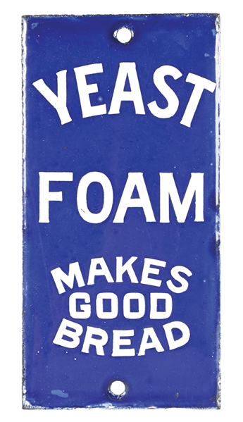 YEAST FOAM MAKES GOOD BREAD COBALT WITH WHITE LETTERING PORCELAIN SIGN