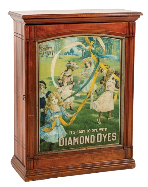 DIAMOND DYES CABINET W/ COLORFUL CHILDREN PLAYING GRAPHIC
