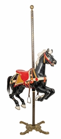 WOODEN CAROUSEL HORSE W/ STAND