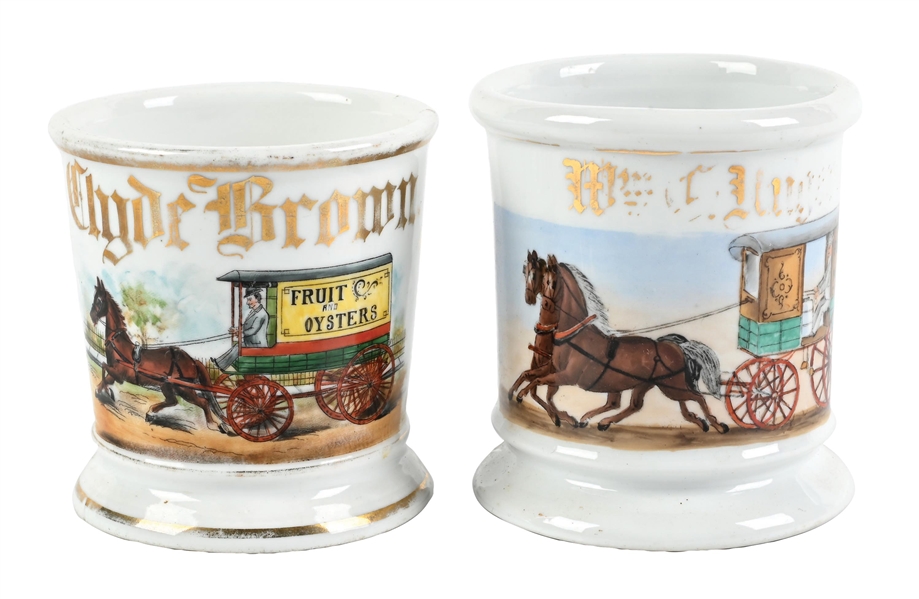 LOT OF 2: HORSE DELIVERY OPERATORS SHAVING MUGS