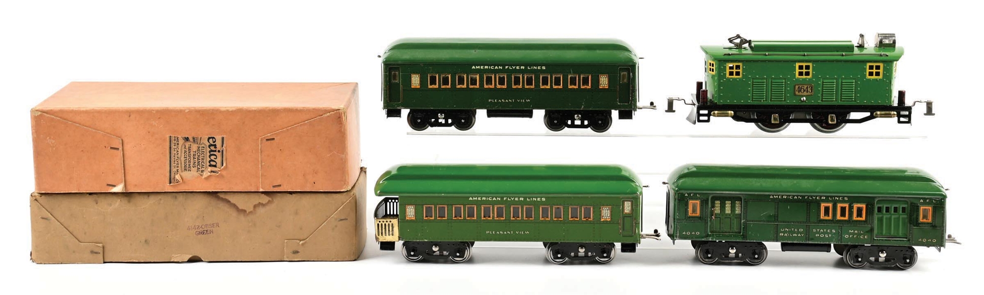 PRE-WAR AMERICAN FLYER PRE-WAR STANDARD GA. NO. 4643 ELECTRIC LOCOMOTIVE PASSENGER SET