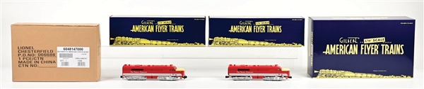 LOT OF 2: AMERICAN FLYER S-GA. SANTA FE & TEXAS SPECIAL ALCO PA-1 AA DIESEL LOCOMOTIVE SET W/ ORIGINAL BOXES