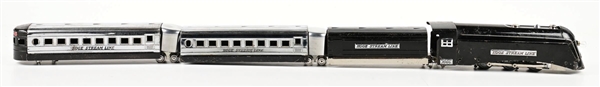 PRE-WAR HOGE O-GA. NO. 1000 STREAMLINE STEAM LOCOMOTIVE PASSENGER SET