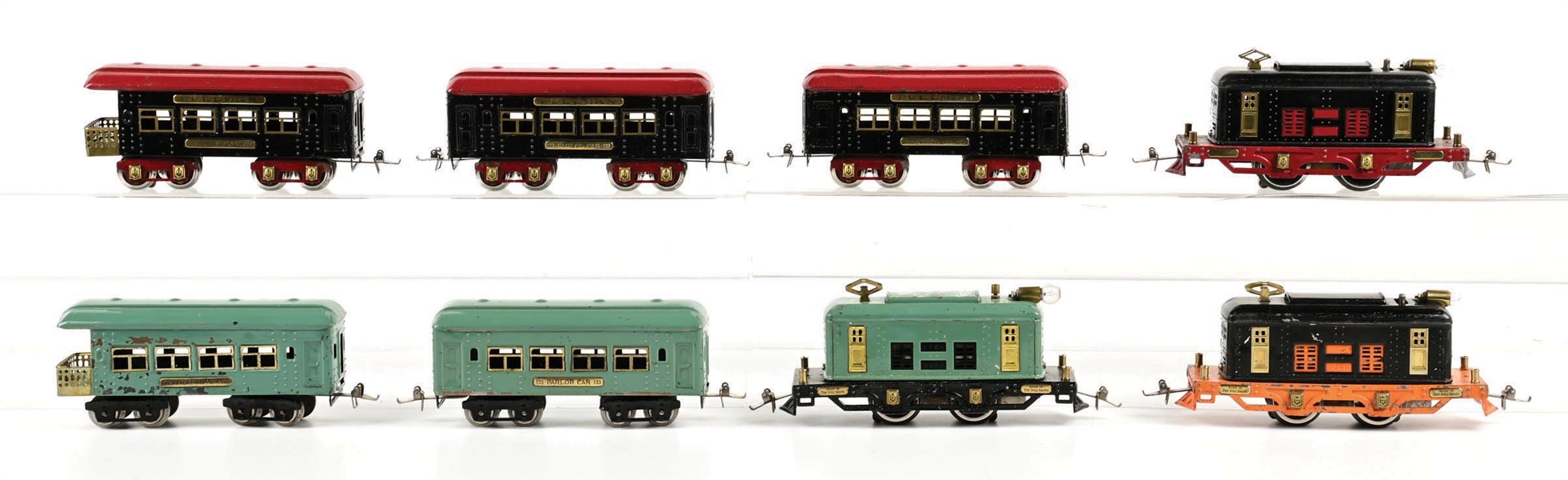 LOT OF 2: PRE-WAR IVES O-GA. ELECTRIC LOCOMOTIVE PASSENGER SETS & 1 EXTRA ELECTRIC LOCOMOTIVE