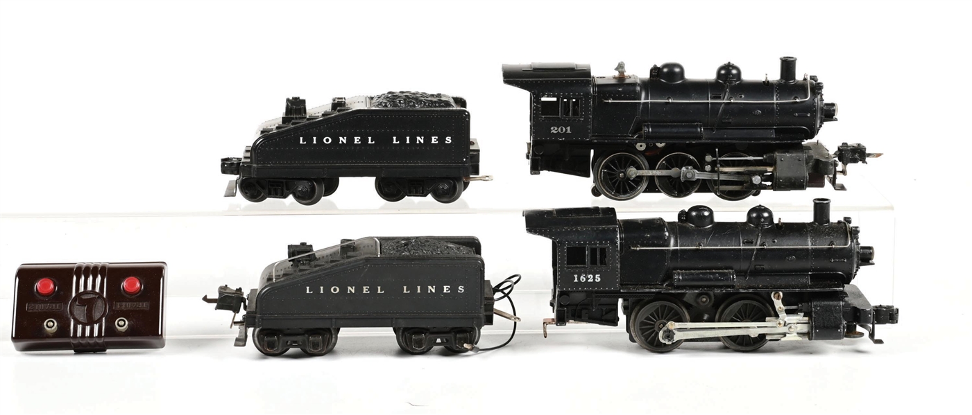 LIONEL O-GA. NO. 201 & NO. 1625 STEAM SWITCHER LOCOMOTIVES & TENDERS