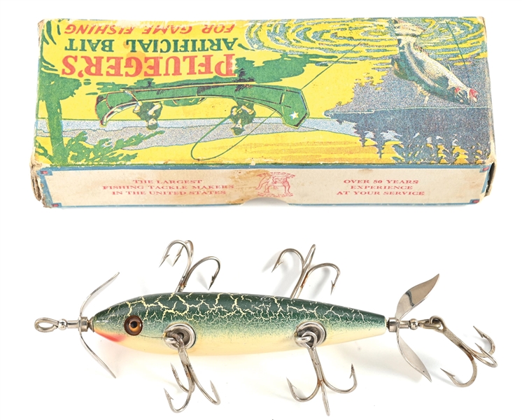 PFLUEGER NEVERFAIL MINNOW GREEN CRACK IN BLUE BOX