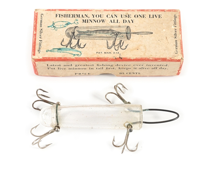 DETROIT GLASS MINNOW TUBE IN CORRECT BOX