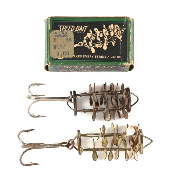 PAIR OF WALTON SPEED BAITS IN A PICTURE BOX
