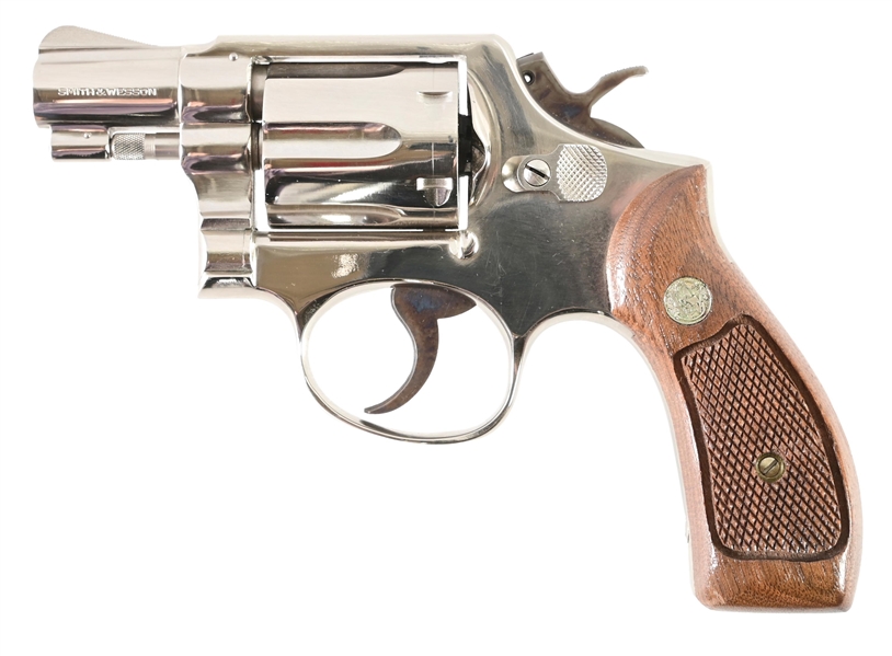 (M) SCARCE SMITH & WESSON NICKEL MODEL 12-2 DOUBLE ACTION REVOLVER WITH BOX.