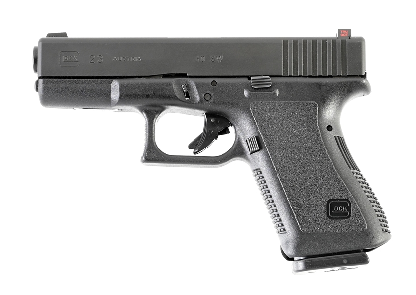 (M) GLOCK 23 SEMI-AUTOMATIC PISTOL WITH TUPPERWARE BOX