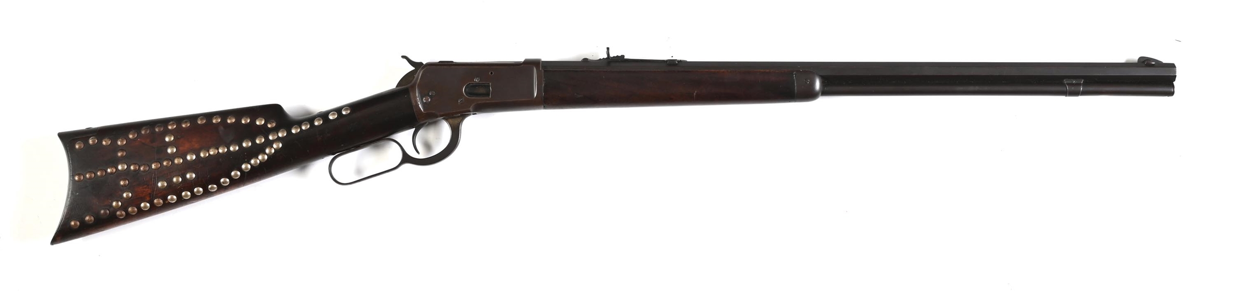 (A) INDIAN TACK DECORATED WINCHESTER MODEL 1892 .32-20 LEVER ACTION RIFLE (1896).