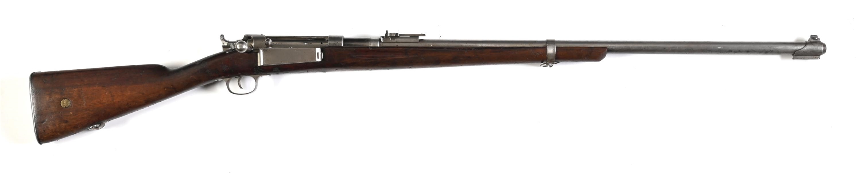 (A) DANISH KRAG MODEL 1889 BOLT ACTION RIFLE.
