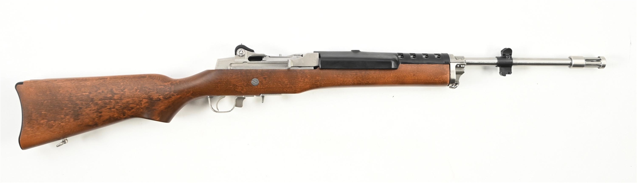 (M) STAINLESS RUGER MINI-14 SEMI-AUTOMATIC RIFLE.