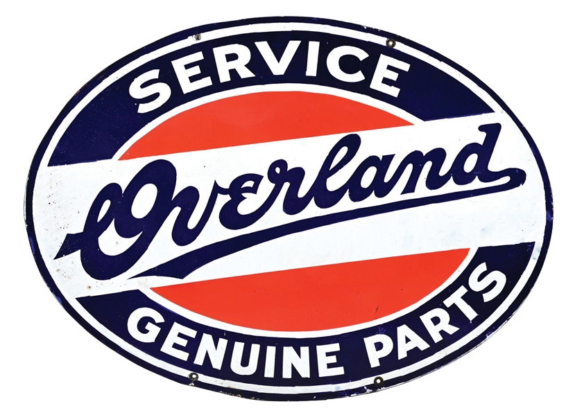 OVERLAND SERVICE GENUINE PARTS PORCELAIN SIGN