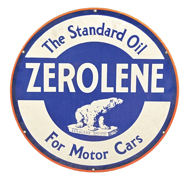 ZEROLINE THE STANDARD OIL FOR MOTOR CARS PORCELAIN SIGN