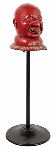 1¢ SMILIN SAM FROM ALABAM PEANUT VENDING MACHINE CAST IRON STAND
