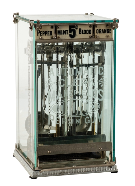 5¢ MANSFIELD AUTOMATIC CLERK PEPSIN GUM VENDING MACHINE