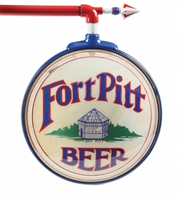 FORT PITT DOUBLE SIDED LIGHTED REVERSE GLASS HANGING SIGN