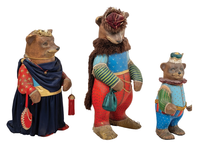LOT OF 3: PAPER MACHE BEARS
