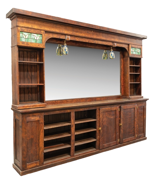 WOODEN BACKBAR WITH MIRROR