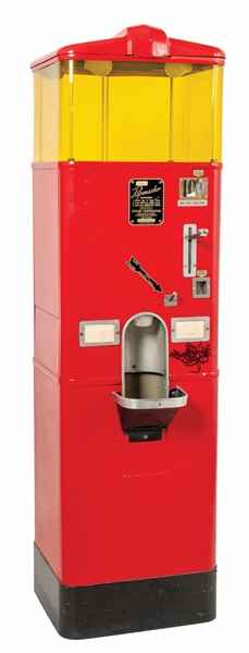 C. 1950S 10¢ COIN-OPERATED POPMASTER POPCORN VENDING MACHINE