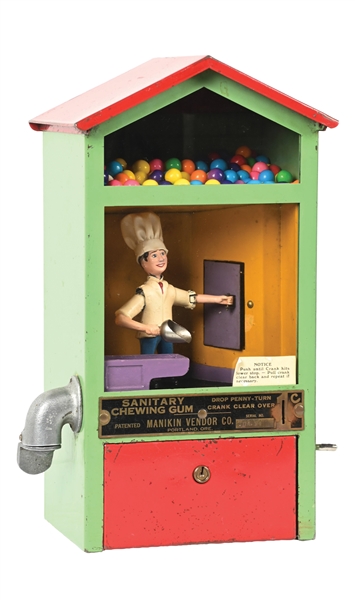 1¢ MANIKIN VENDOR CO. BAKER BOY GUM VENDING MACHINE