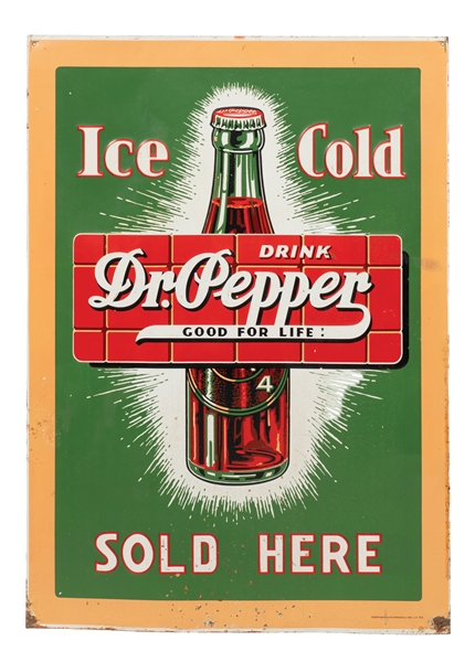 "ICE COLD DR. PEPPER SOLD HERE" SIGN WITH ORANGE FRAME