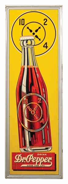 DR. PEPPER BOTTLE WITH HISTORIC DRINK TIME SIGN