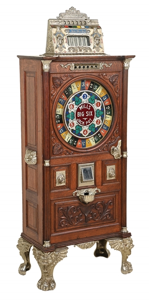 5¢ MILLS NOVELTY CO. BIG SIX JACKPOT UPRIGHT SLOT MACHINE