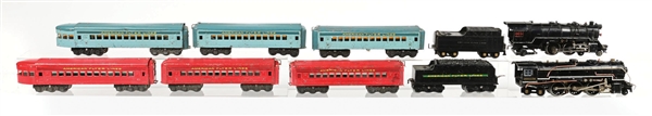 LOT OF 2: PRE-WAR AMERICAN FLYER O-GA. STEAM LOCOMOTIVE STREAMLINE PASSENGER SETS