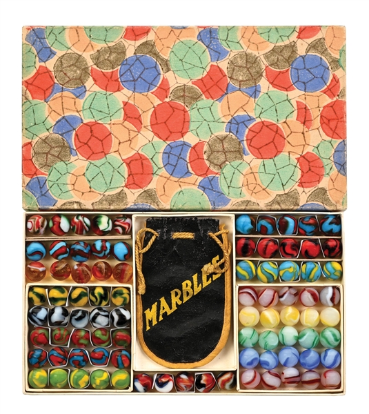 PELTIER STAINED GLASS BOX OF MARBLES