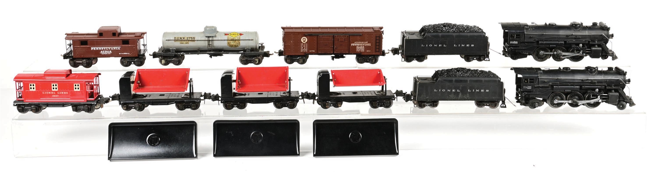 LOT OF 2: PRE-WAR LIONEL O-GA. NO. 225E STEAM LOCOMOTIVE FREIGHT SETS