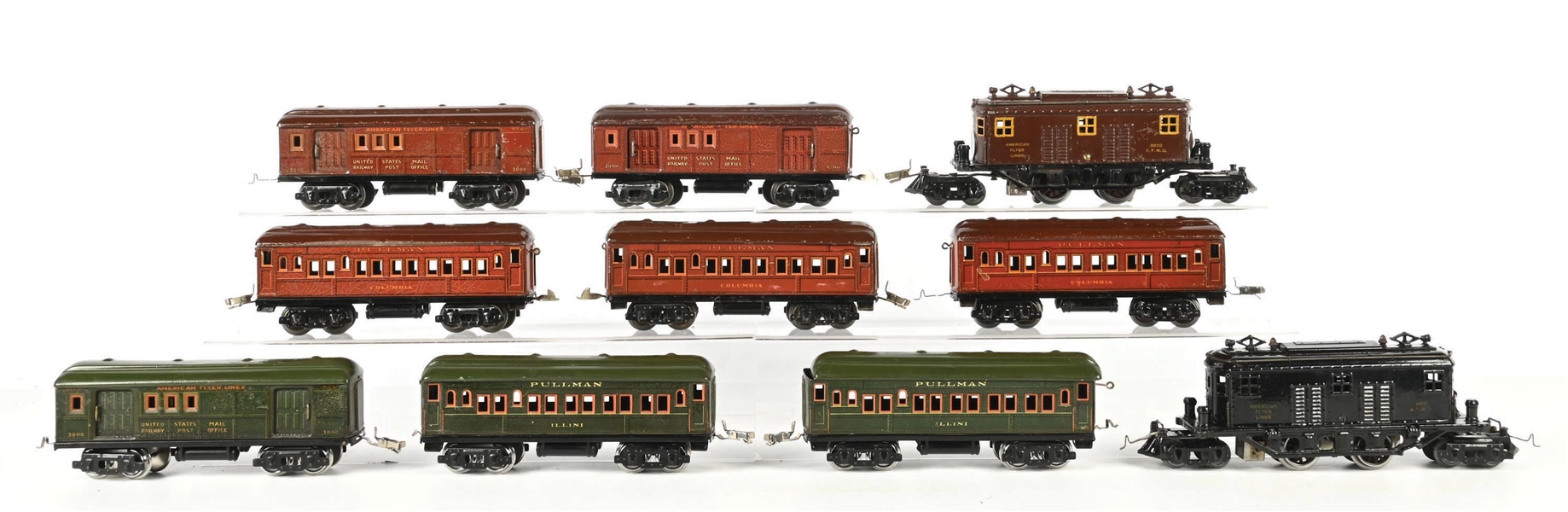 LOT OF 2: AMERICAN FLYER PREWAR O. GAUGE NO. 3020 PASSENGER SETS