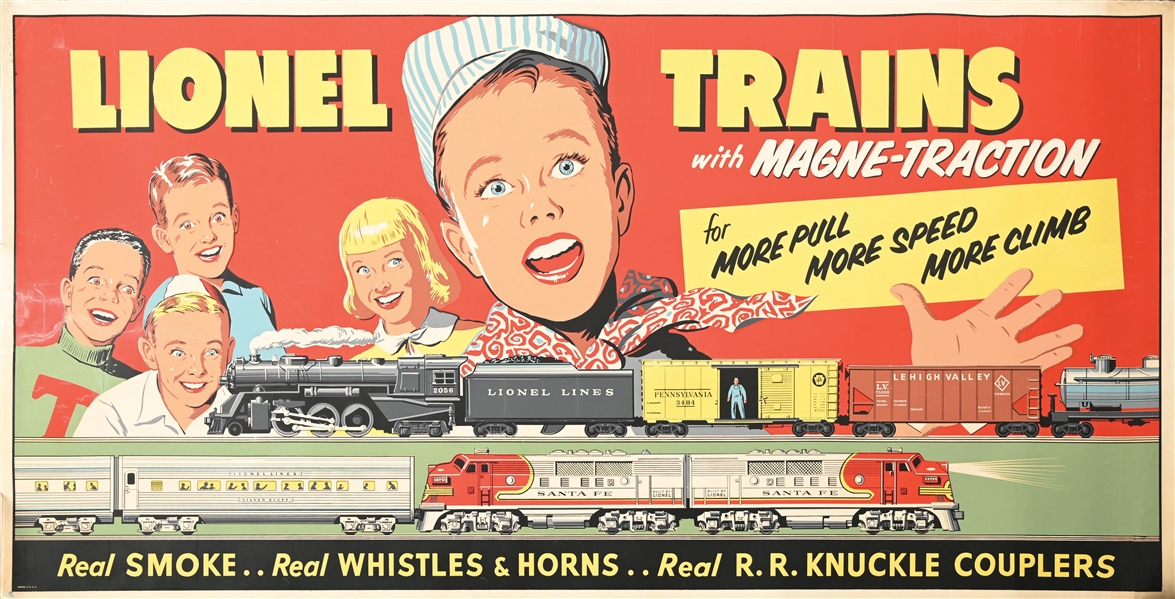 1952 LIONEL TRAINS LARGE DEALER PROMOTIONAL WALL POSTER 