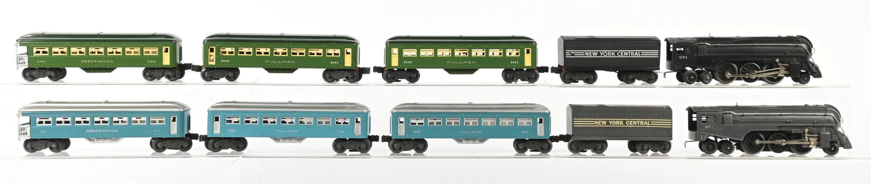 LOT OF 2: LIONEL O-GA. NO. 221 STEAM LOCOMOTIVE PASSENGER SETS