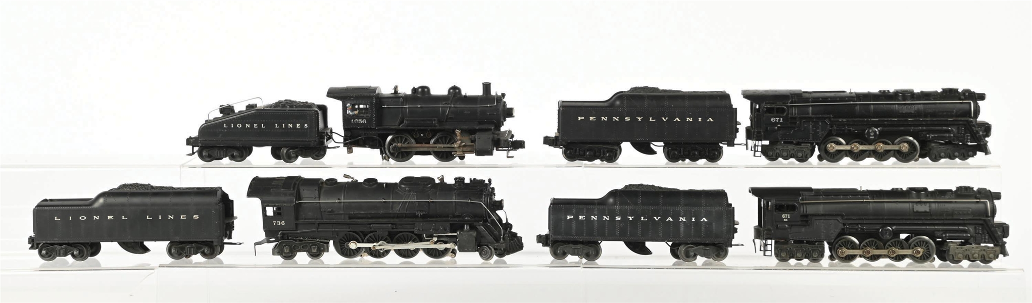 LOT OF 4: LIONEL POSTWAR O. GAUGE STEAM LOCOMOTIVES AND TENDERS