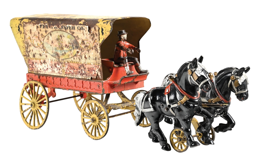 OVERSIZED KENTON HARDWARE CO. CAST IRON HORSE-DRAWN CITY TRANSFER WAGON