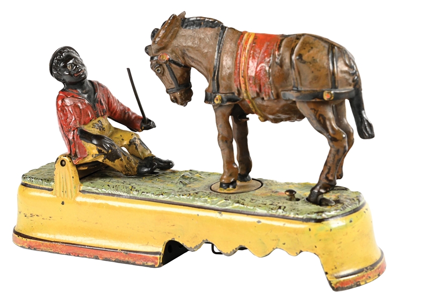 J. & E. STEVENS CO. I ALWAYS DID SPISE A MULE CAST IRON MECHANICAL BANK
