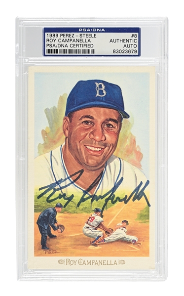 ROY CAMPANELLA SIGNED PEREZ-STEELE POSTCARD PSA