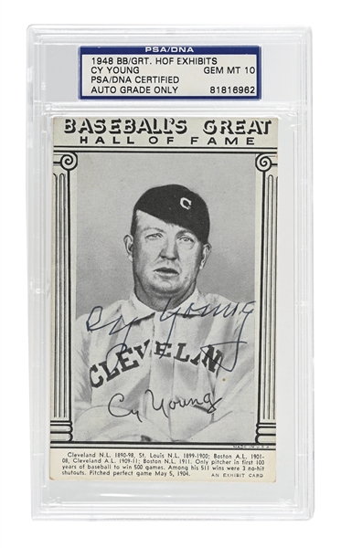CY YOUNG SIGNED HOF EXHIBIT PSA/DNA GEM MT 10 