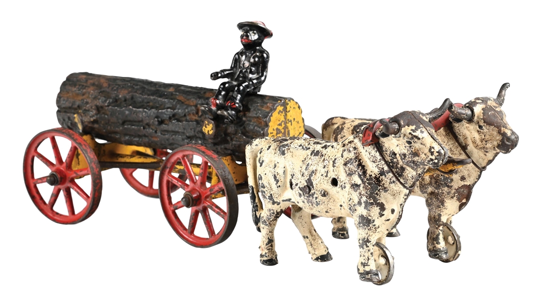 HUBLEY MFG. CO. CAST IRON OX LOG WAGON