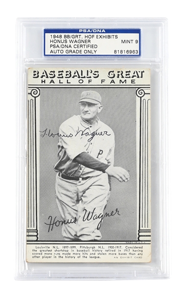 1948 HOF EXHIBITS HONUS WAGNER SIGNED PSA MT 9