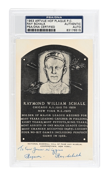 RAY SCHALK SIGNED ARTVUE HOF PLAQUE PSA/DNA