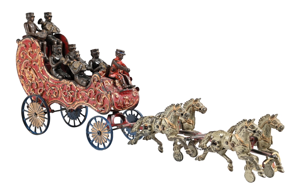 HUBLEY MFG. CO. CAST IRON HORSE-DRAWN CIRCUS BANDWAGON