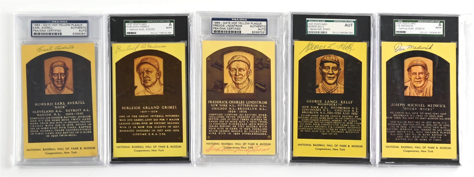 LOT OF 5: YELLOW HOF PLAQUE 