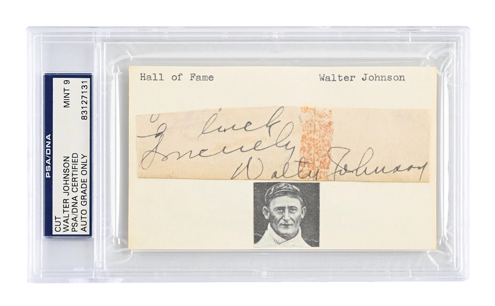 WALTER JOHNSON SIGNED CUT PSA/DNA MT 9