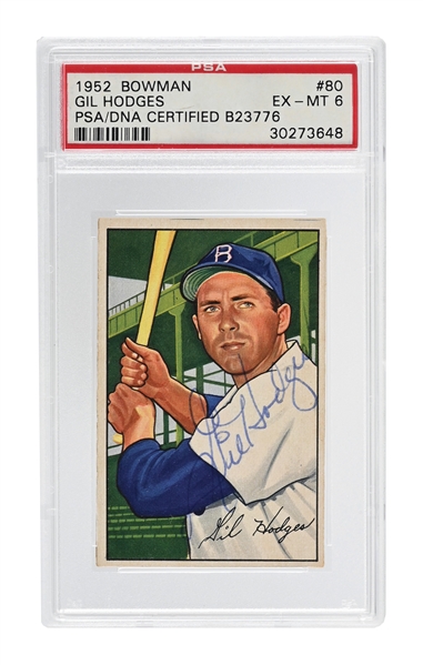 GIL HODGES SIGNED 1952 BOWMAN 