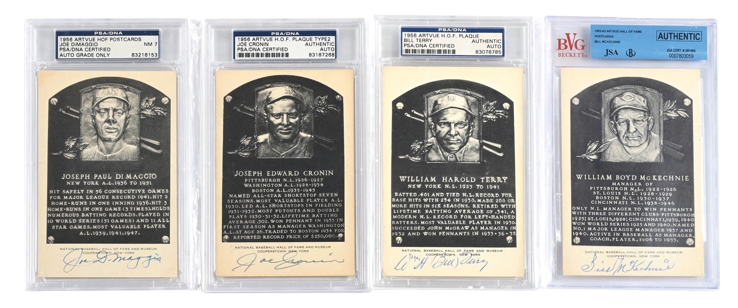 LOT OF 4: HOF PLAQUE BASEBALL POST CARDS INCLUDING MCKECHNIE