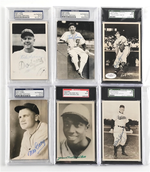 LOT OF 6: SIGNED BASEBALL PHOTO POSTCARDS INCLUDING TRIS SPEAKER